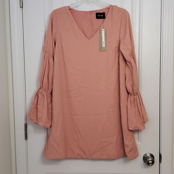 🪻BOGO🪻 DO + BE Blush Pink Boho Dress Sz Small‎ Bell Sleeve NWT - Picture 4 of 8